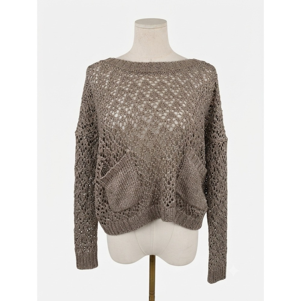 Costa Blanca Crochet Pockets Sweater Size Medium